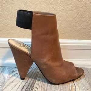 Vince Camuto Mocha Brown Leather Open Booties Size 7